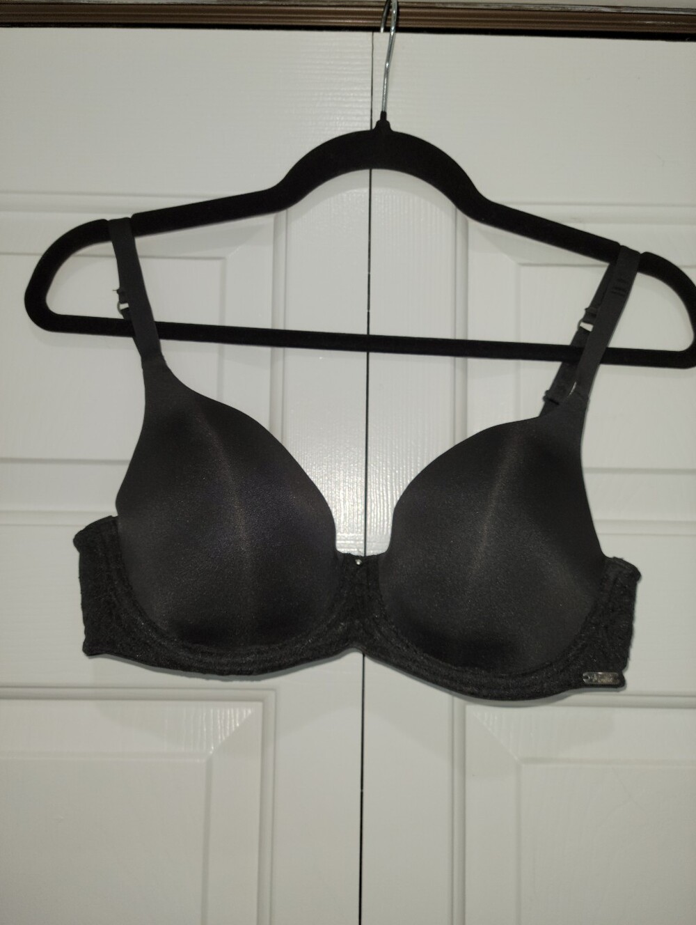 Montelle Intimates Black Satin & Lace Bra